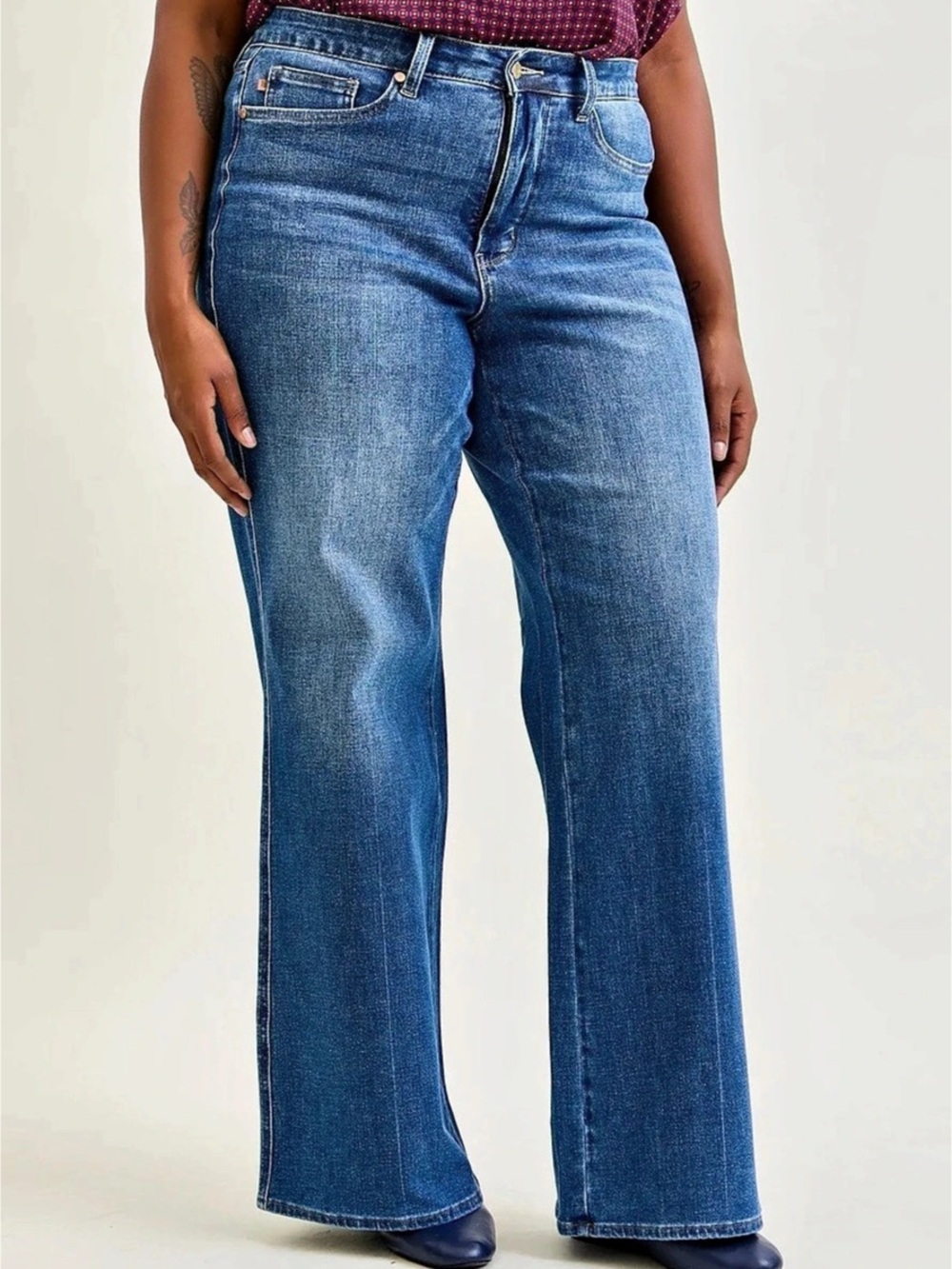 Judy Blue Lux Tummy Control Retro Wide Leg Jeans PLUS Size 24W